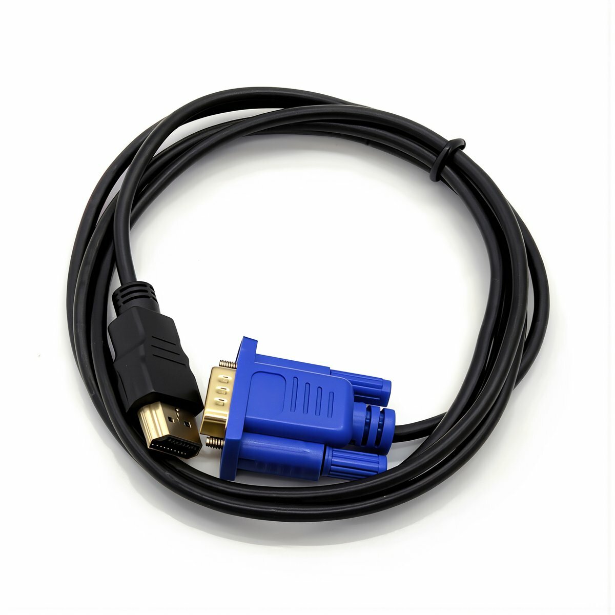 Прочный черный видеокабель 3 метра переходник HDMI на VGA для подключения плеера DVD к телевизору монитору ноутбука стационарного компьютера передача видеосигнала, 1.5m
