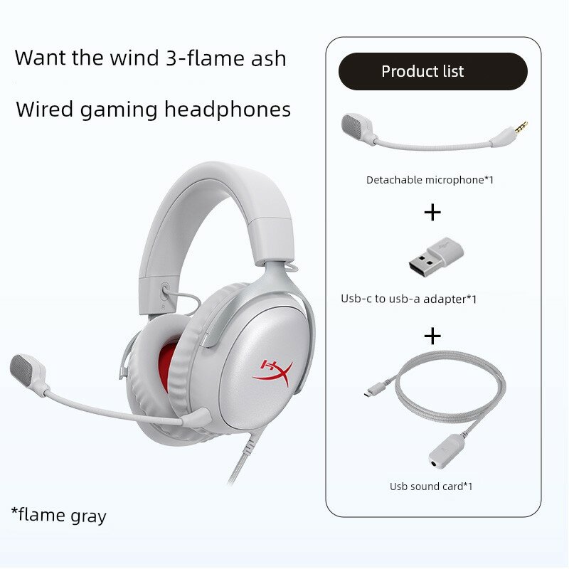 Гейм-наушники HyperX Cloud III проводные, цвет пламенный серый для ПК и консолей