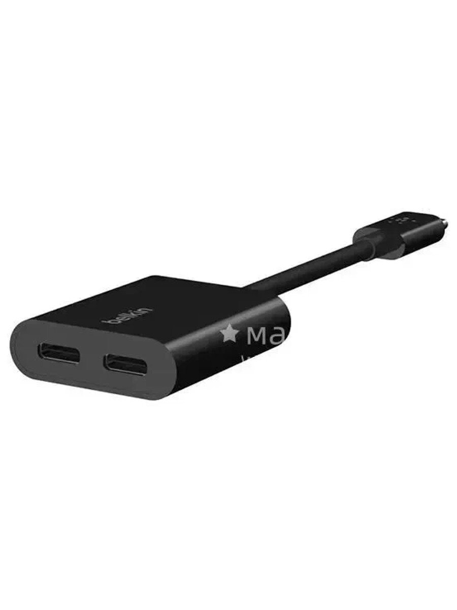Адаптер Belkin RockStar Audio USB-C+USB-C Charge Adapter 60W, black