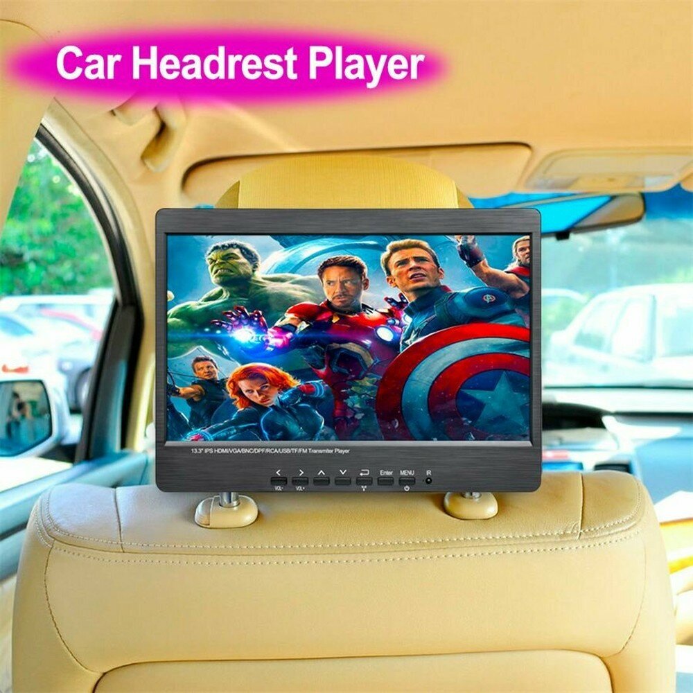 13,3-дюймовый HD IPS LCD-дисплей 1080P автомобильный подголовник плеер MP5 с кронштейном для подголовника