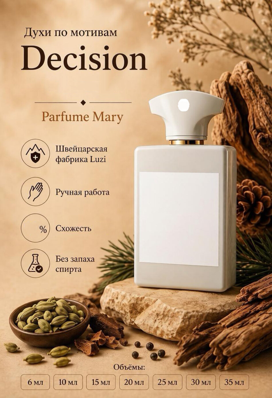 Духи масляные ручной работы по мотивам Decision , дисежион. амуаж, 10 мл стойкие насыщенные