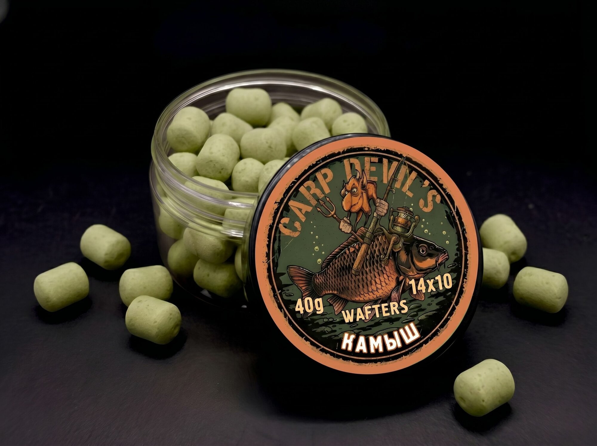 Бойлы CARP DEVIL'S Wafters 14х10мм камыш 40гр (бойлы нейтральной плавучести)