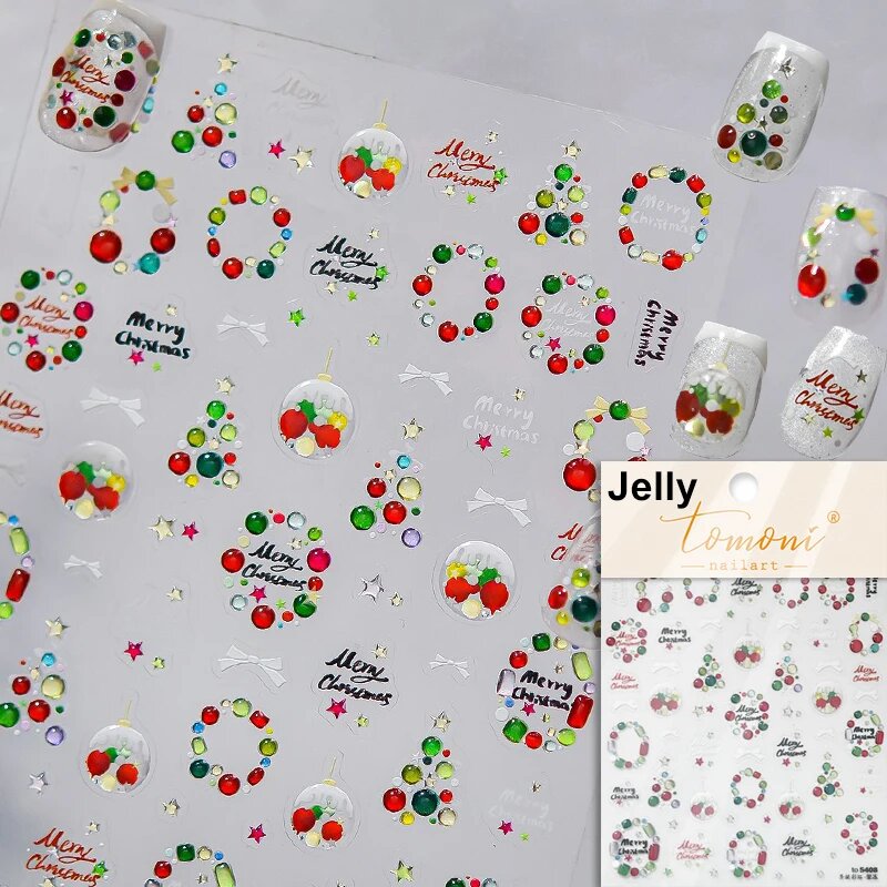 Christmas Tree House Crystal Ball Santa Claus Bear Cute Snowman Bowknot Snowflake Apple Pine DIY Nail Art Sticker Manicure Decal