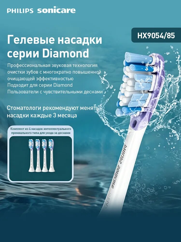 Сменные насадки Philips Sonicare HX9054/85, комплект 4 шт, для удаления налета, с индикатором износа