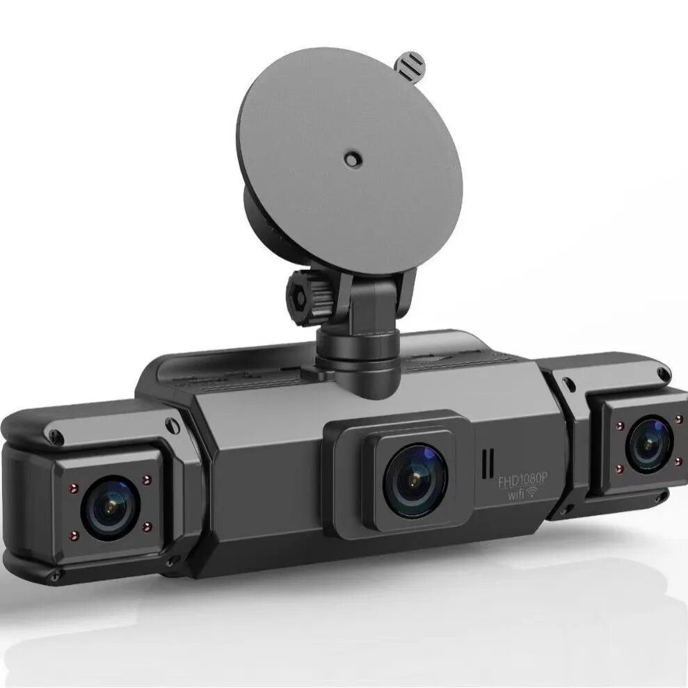Автомобильный видеорегистратор с 4 камерами и экраном 3.0 IPS, HD ночная съемка, Wi-Fi, циклическая запись для безопасной езды на автомобиле