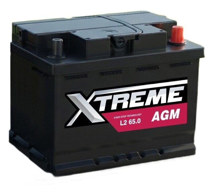 Аккумулятор автомобильный Xtreme AGM 65 А/ч 650 А обр. пол. Евро авто (242х175х190) L2.0