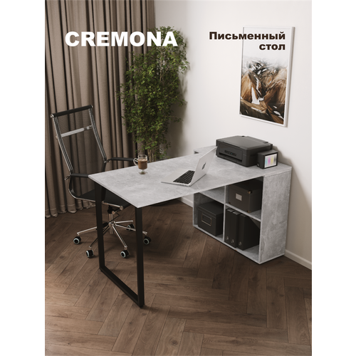 фото Стол письменный угловой компьютерный cremona ателье светлое. стол письменный для школьника с ящиками полками. valle-ra