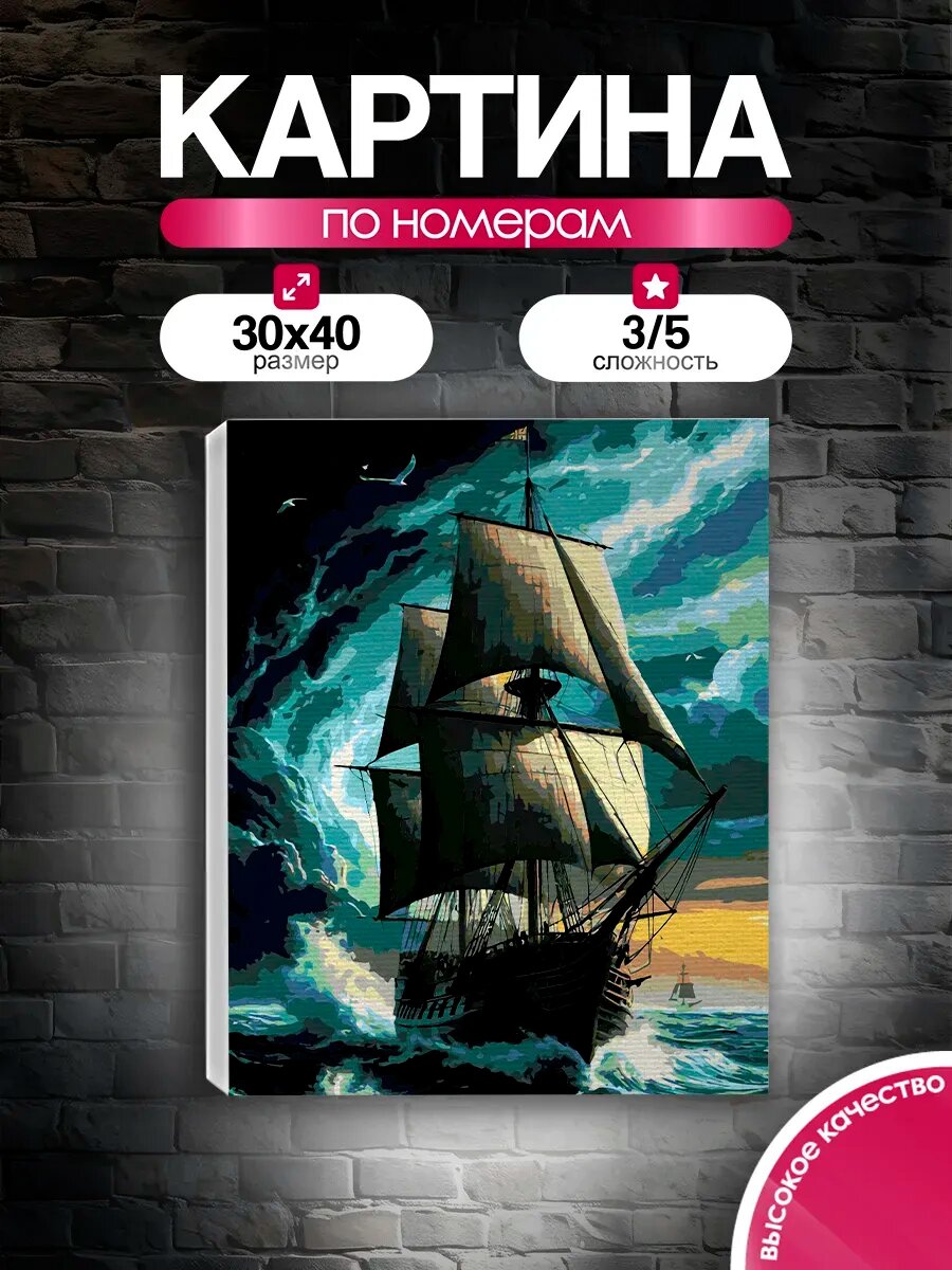 Картина по номерам 30x40 Корабль