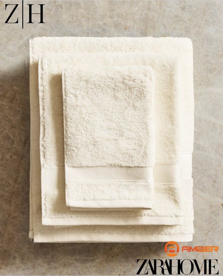 ZARA HOME Полотенце для ванной 50x90 см, вата, слоновая кость, 1 шт