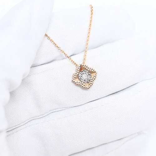 фото Колье diamant online, красное золото, 585 проба, бриллиант, длина 40 см., прозрачный