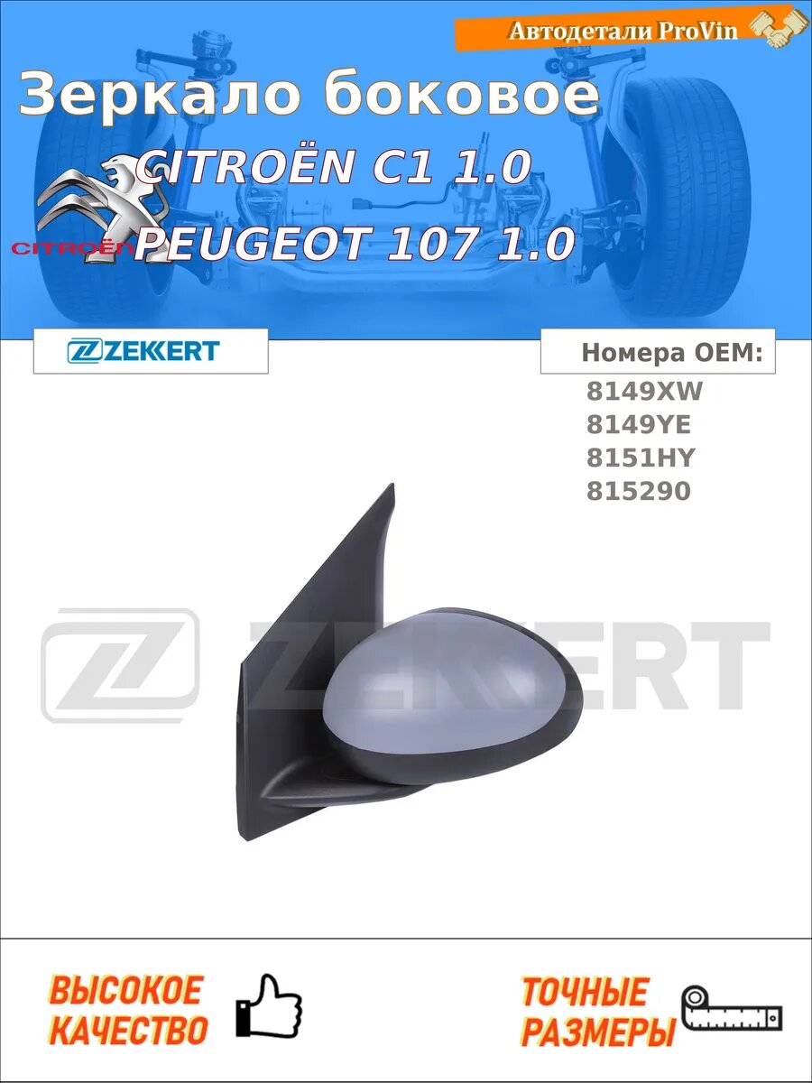 Зеркало боковое ситроен с1 pm_, pn_ пежо 107 pm_, pn_