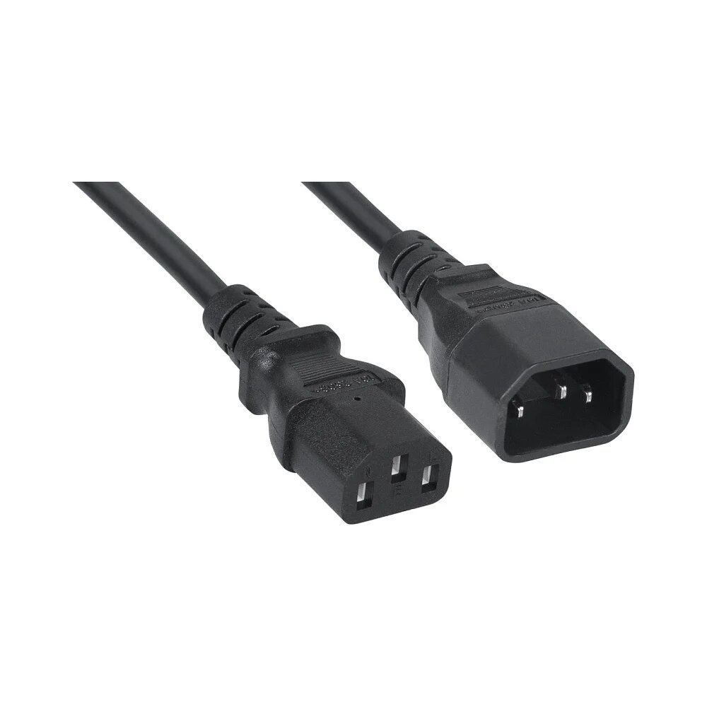 Кабель питания FL-PC-C13/C14-C-3.0-BK ПВС-АП 3x1.0 С13 - C14, 220/250В, 10А, чёрный, 3м Filum 00-00845729