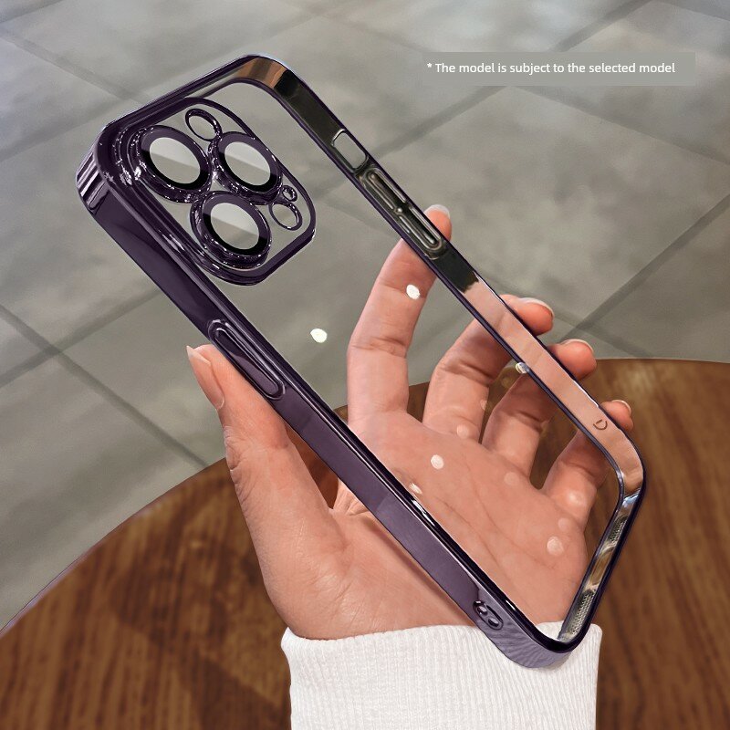 Мягкий чехол для iPhone 13 Pro с электролакировкой, встроенный защитный экран для объектива