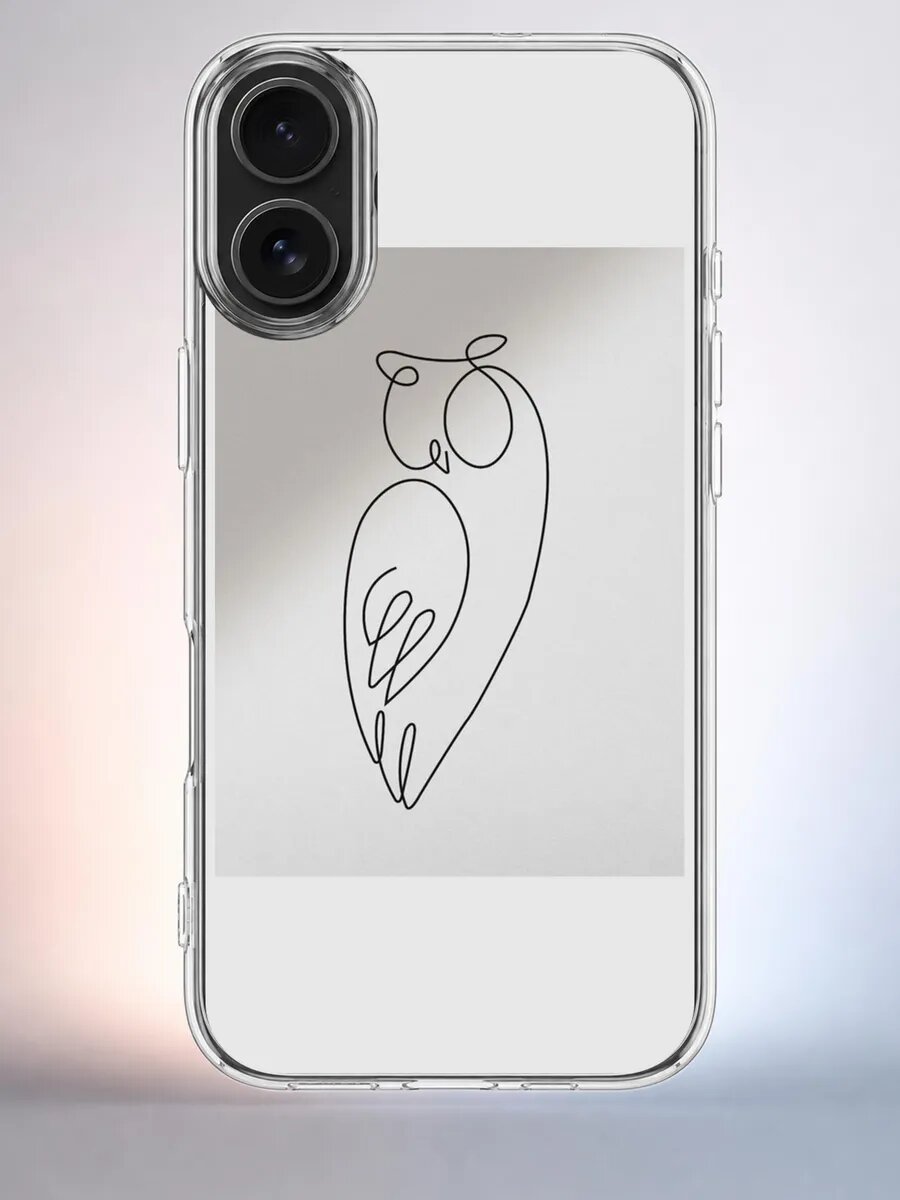 Чехол iPhone 16 сова one line арт силиконовый