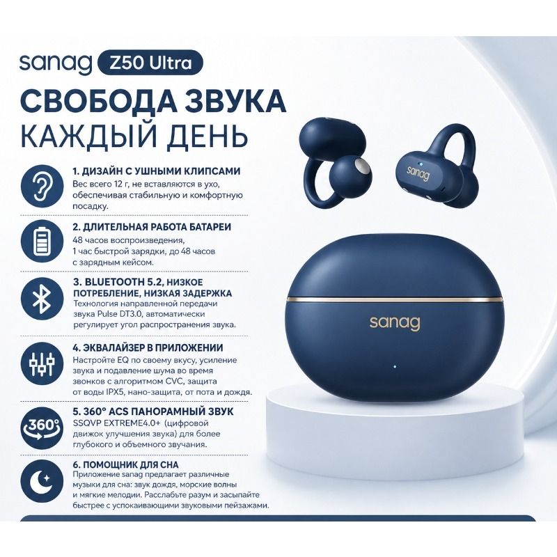 Беспроводная Bluetooth-гарнитура Sasanag Z50ultra TWS, спортивная гарнитура