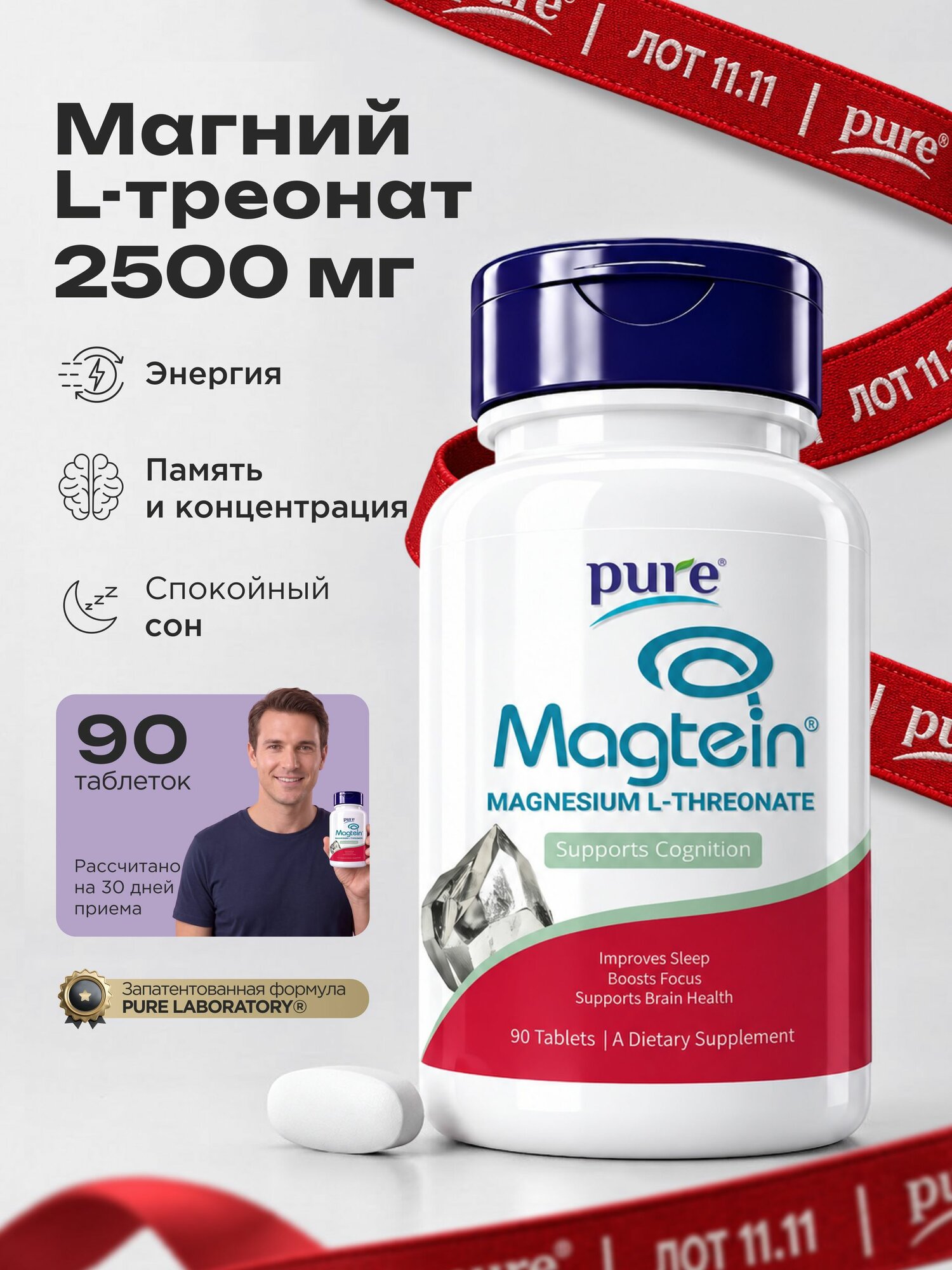 Магний треонат для мозга, памяти, для нервной системы, от тревоги и стресса