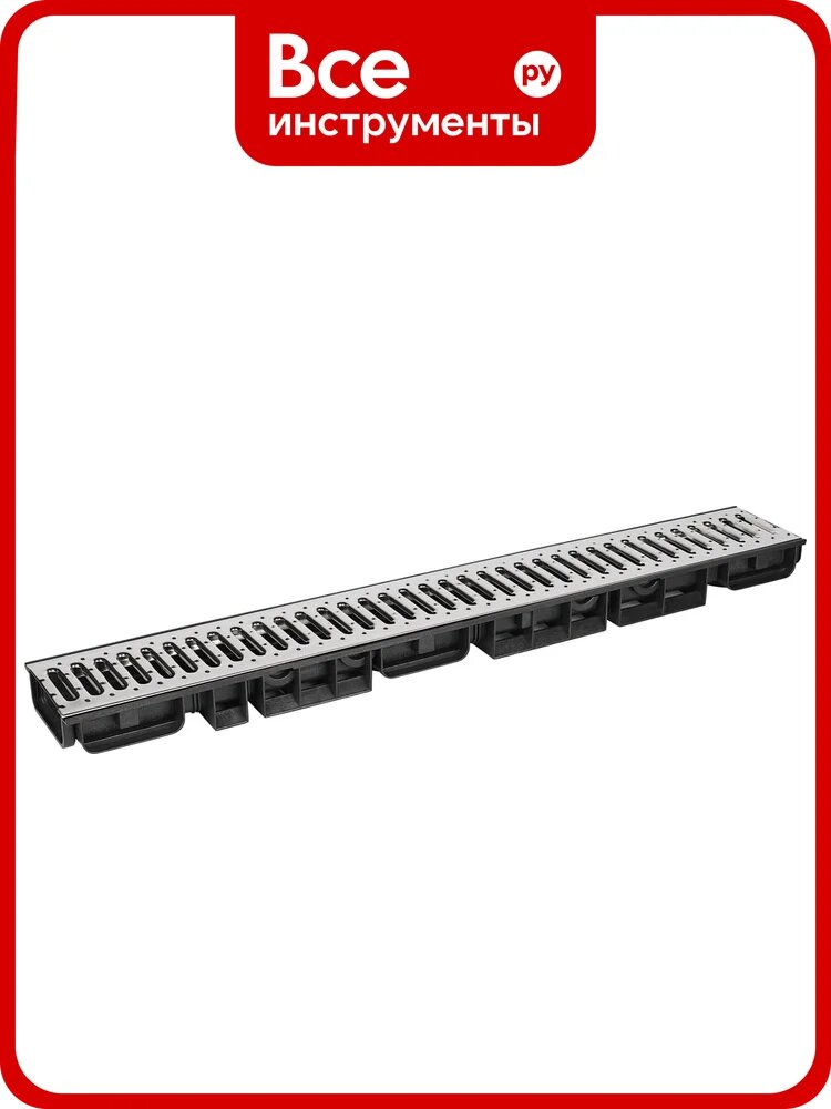 Лоток водоотводный пластиковый AQUADRENAG ЛВП Classic AQD DN100 H58 с решеткой из нержавеющей стали, Q1058-N