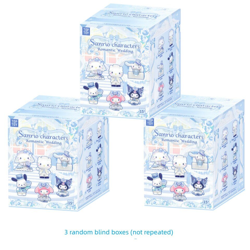 Sanrio Romanticheskaya Svad'ba Seriya Blind Box - 3 Sluchaynye Kollektsionnye Figury Bez Povtoreniya (Hello Kitty,