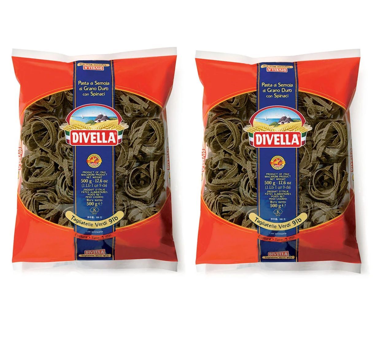 Divella Паста Тальятелле со шпинатом гнезда 500гр(Набор из 2шт)