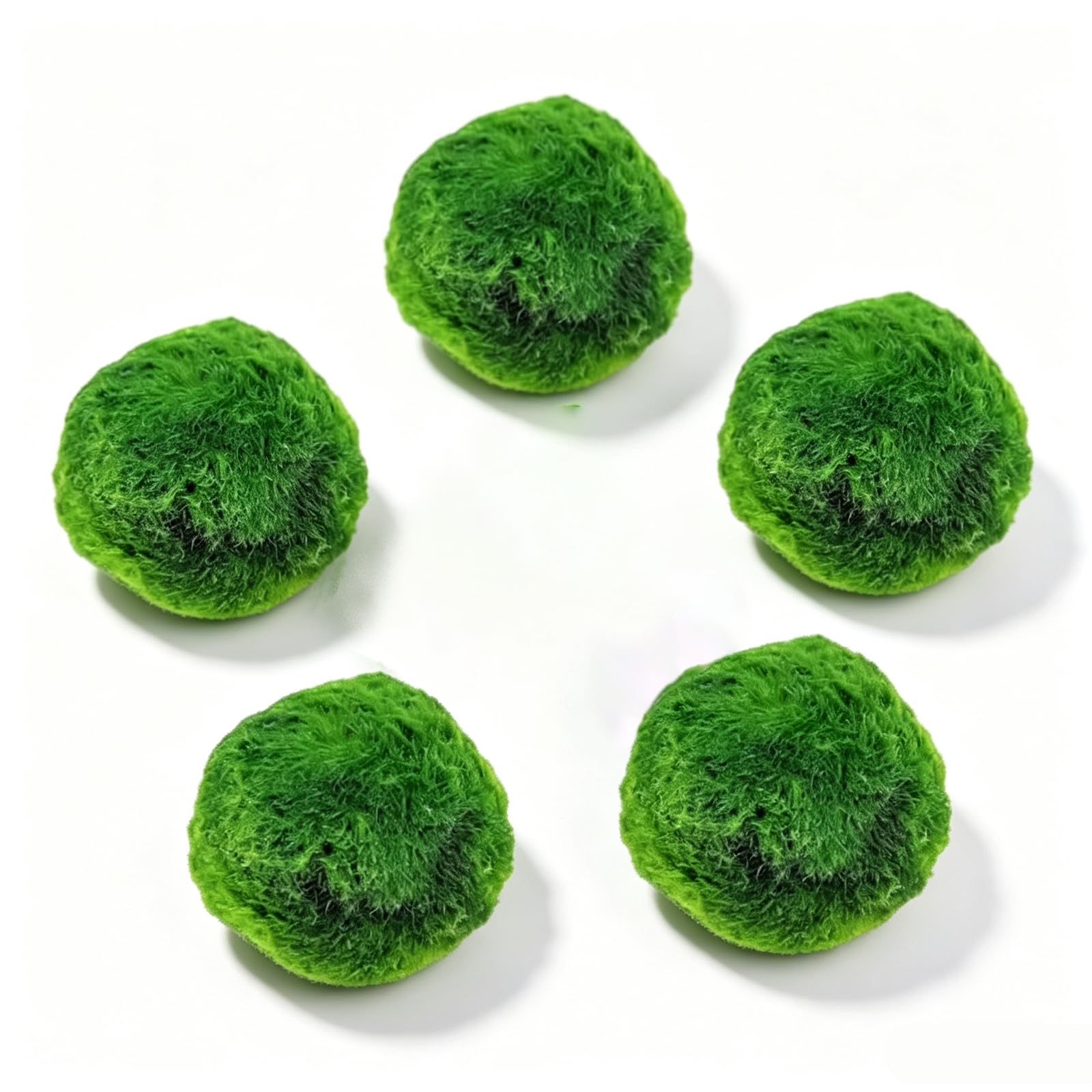 5 шт. шариков из мха Marimo, аквариумных растений, выращенных вручную, замоченных до 1,15 дюймов шариков из зеленого мха для аквариума, декора аквариума, домашнего ландшафта и украшений