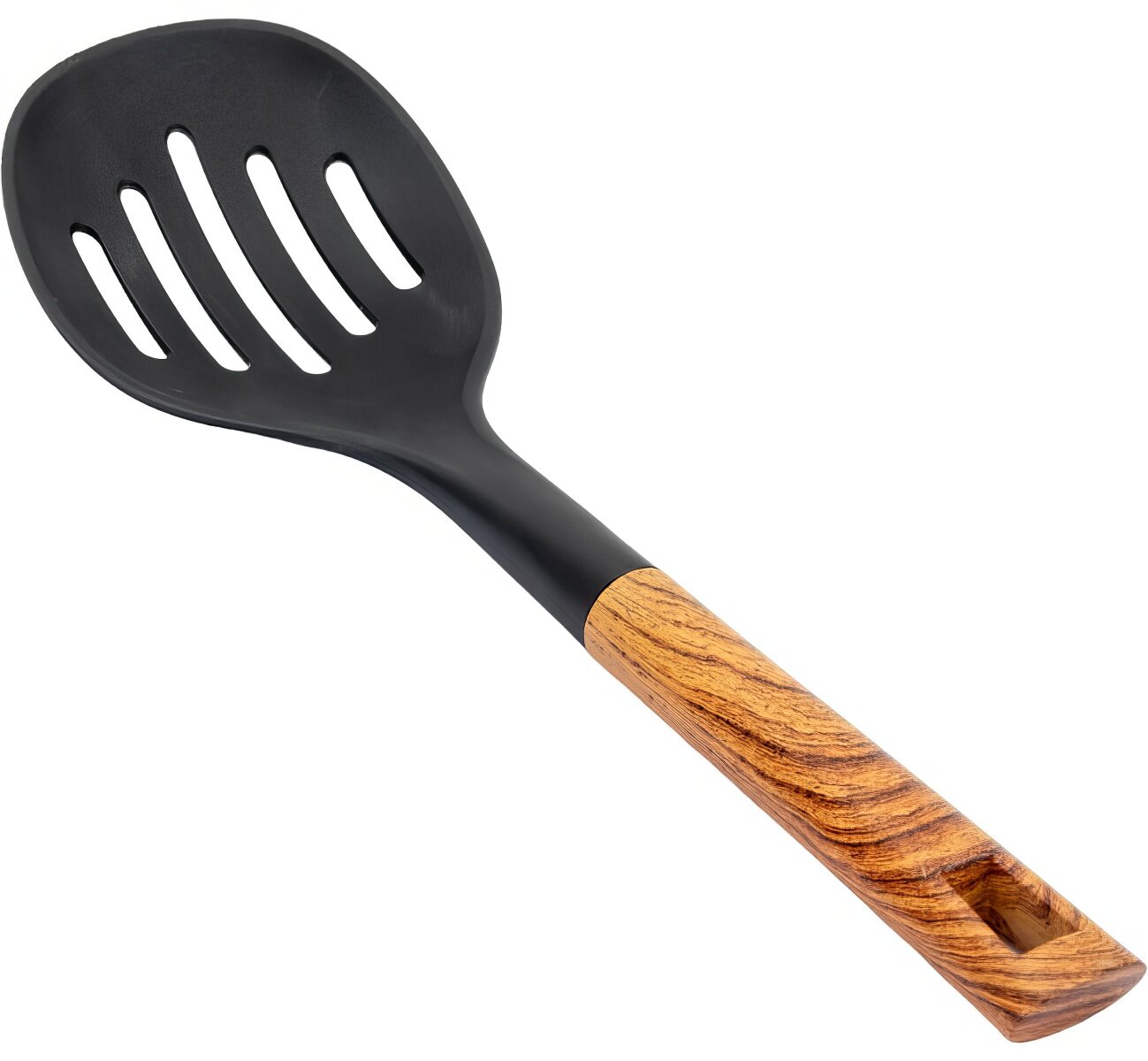 Шумовка Mallony FORESTA из нейлона, с пластиковой ручкой, дизайн под дерево, 34x10,5 см 006462