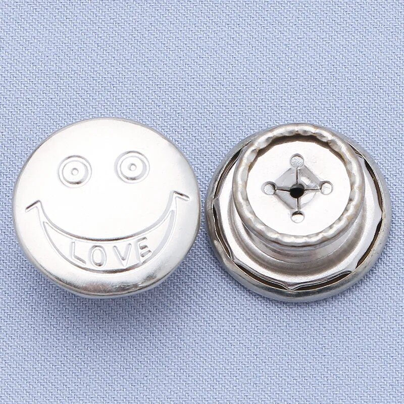 Металлические кнопки ZheHui 17 мм, комплект 4 штук Серый, 17mm 2pcs, 16