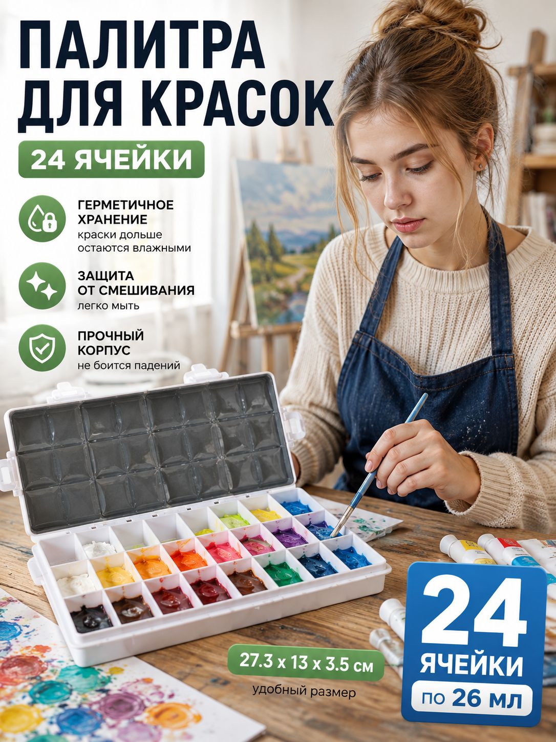 Герметичная палитра с крышкой для хранения краски и воздуха.