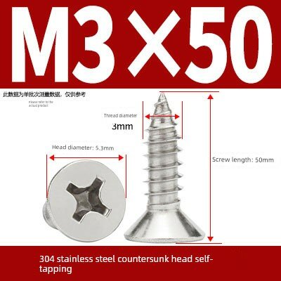 304 нержавеющая сталь самонарезная винт с крестовым шлицем M3x50мм 100 шт