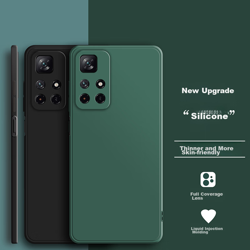 Матовый антиударный силиконовый чехол для Xiaomi Redmi Note11 Pro/Pro+ цвета ночного черного Цвет：Ночное черное, более