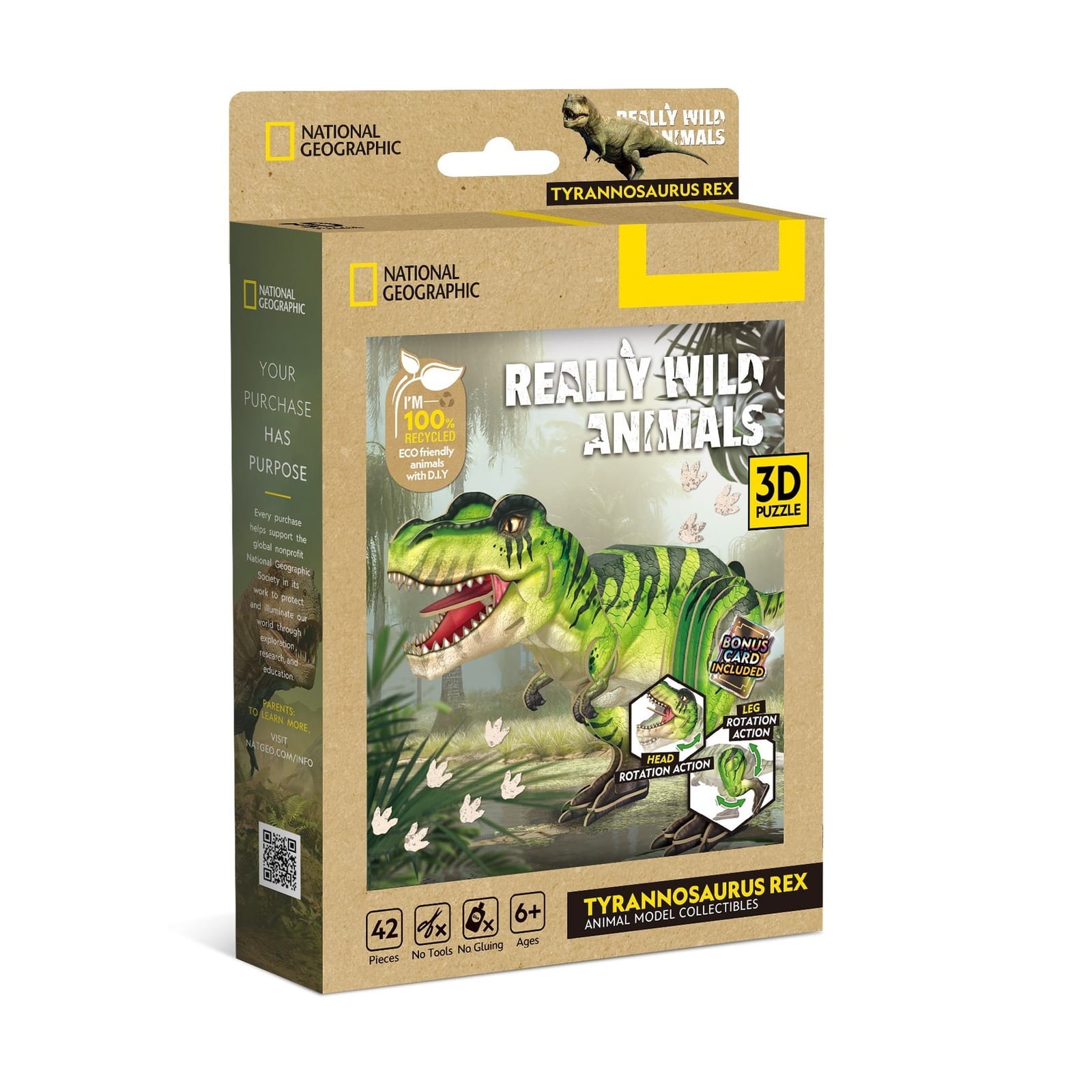 Пазл 3D Cubic Fun National Geographic T-Rex, 42 элемента, 17x7x9,5 см