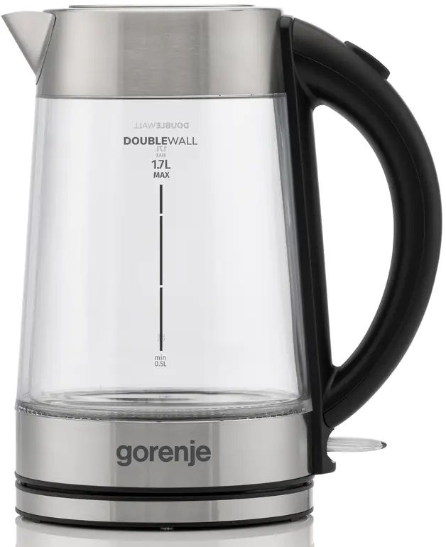 Электрический чайник Gorenje K17GDWII, 1.7 литра, стекло/сталь, серебристый