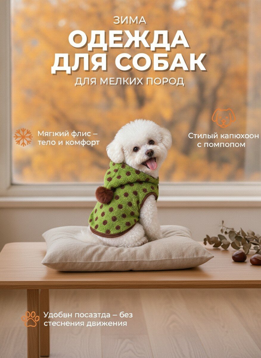 Одежда для собак осень и зима, пояс в горошек, тяговый жилет для маленьких собак, рекомендуемый вес 8-12 кг
