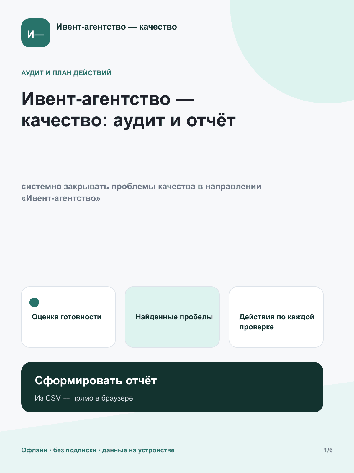 Ивент-агентство — качество: аудит и отчёт