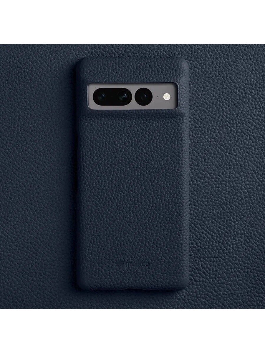 Чехол из натуральной воловьей кожи для Google Pixel 7 Pro, голубой, футляр