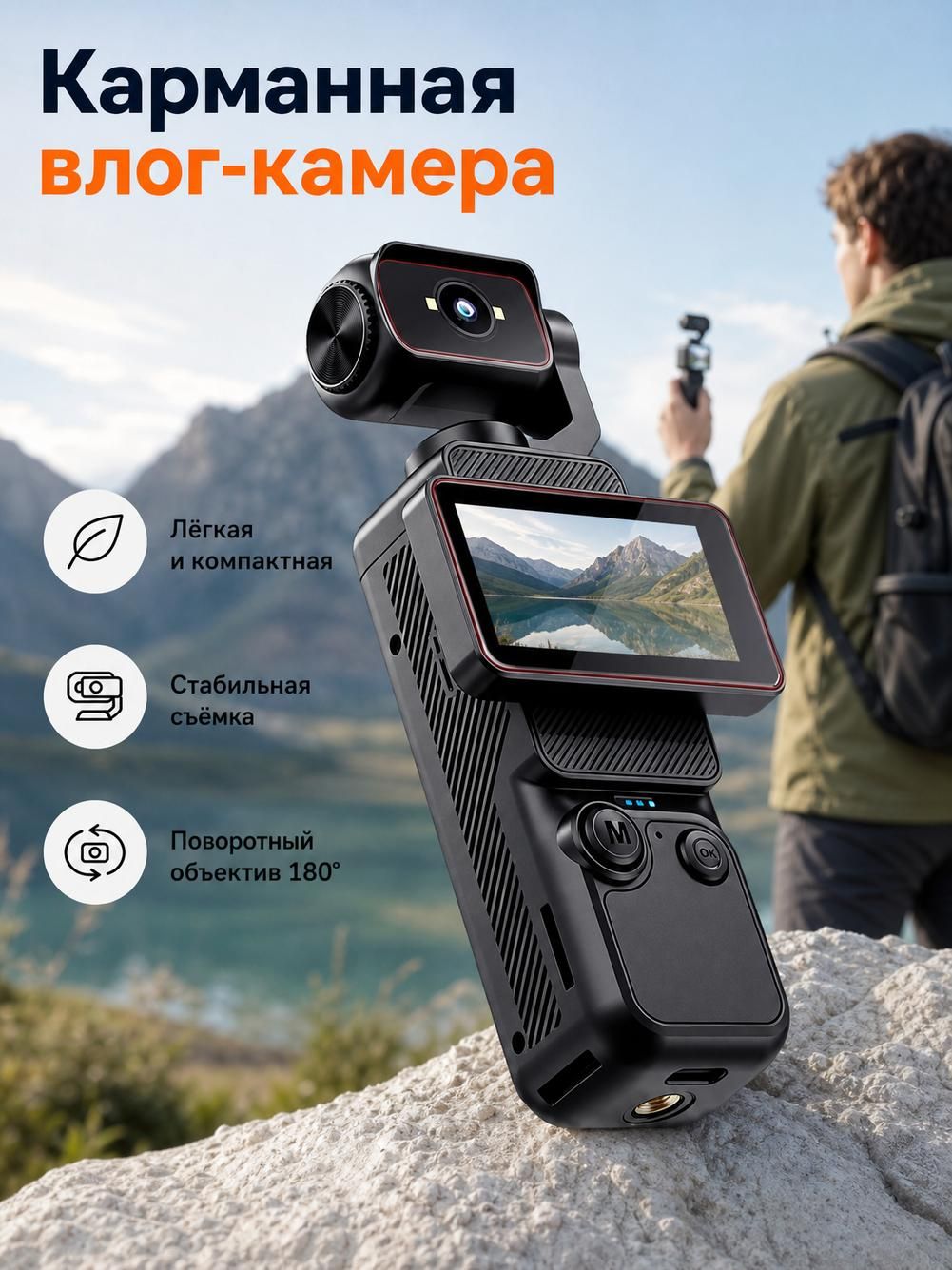 Портативная камера, 120 минут, Wi-Fi, 128 ГБ, белая