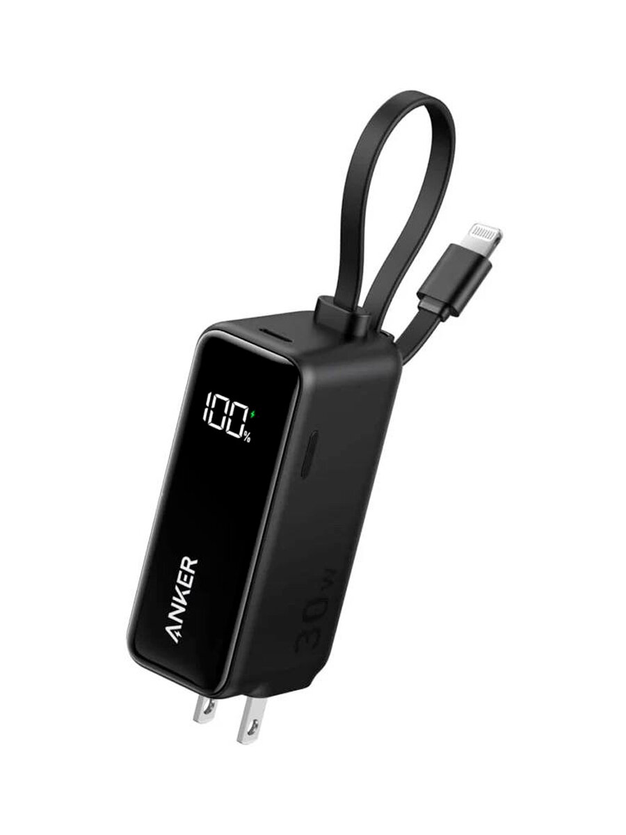 Anker 3-in-1 Power Bank (30W Fusion Built-In Lightning Cable) A1636, черный, портативное зарядное устройство