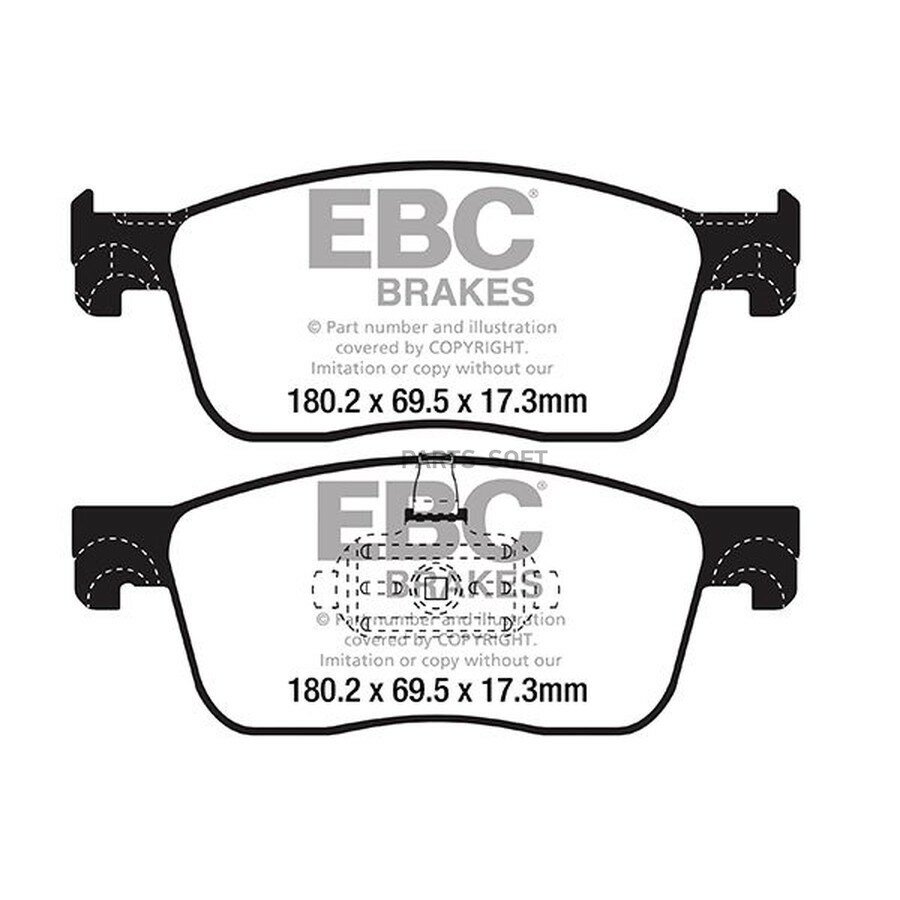 Накладки тормозные от официального дистрибьютора, EBC-BRAKES, артикул DP22308
