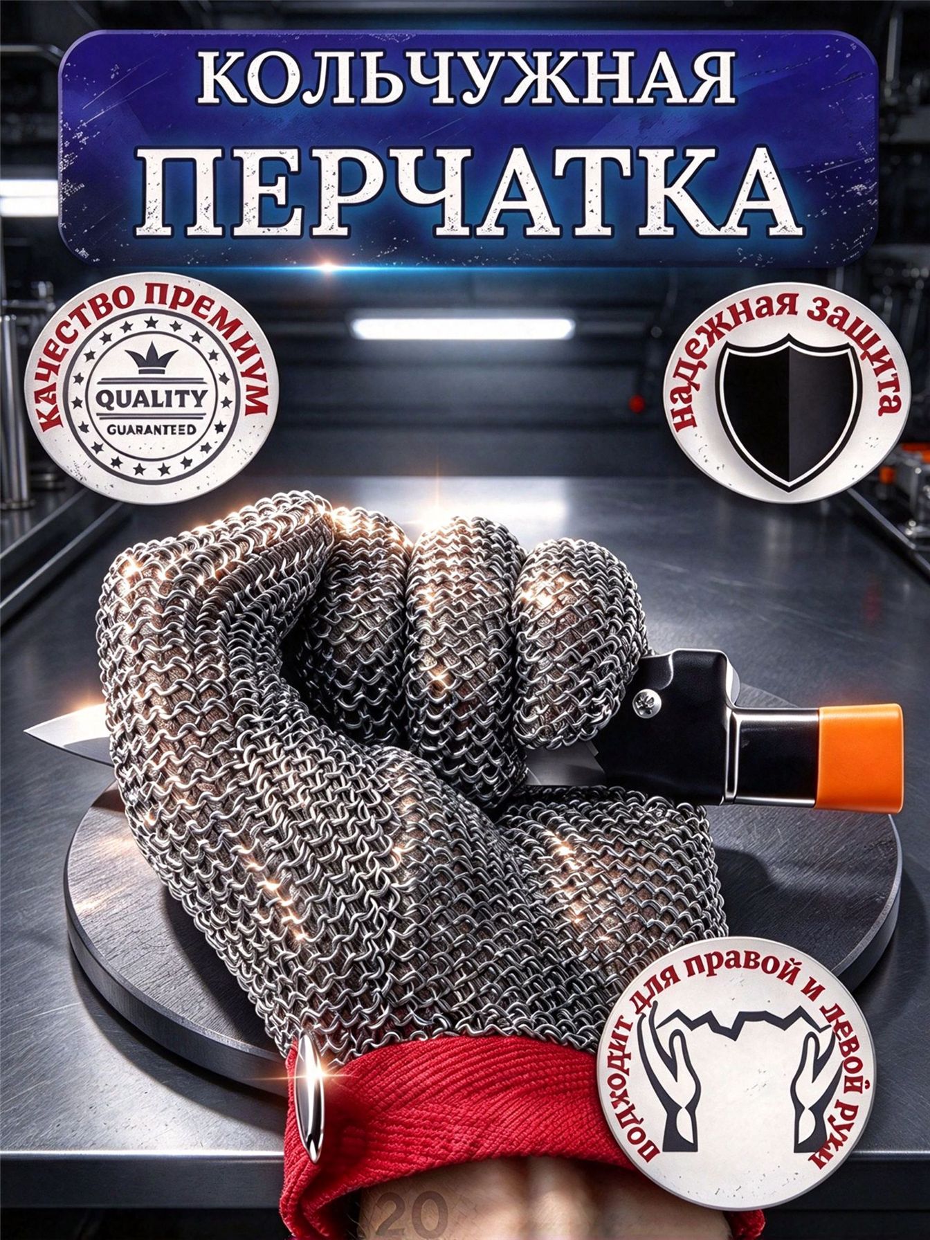 Перчатки кольчужные из настоящей кольчуги, размер M
