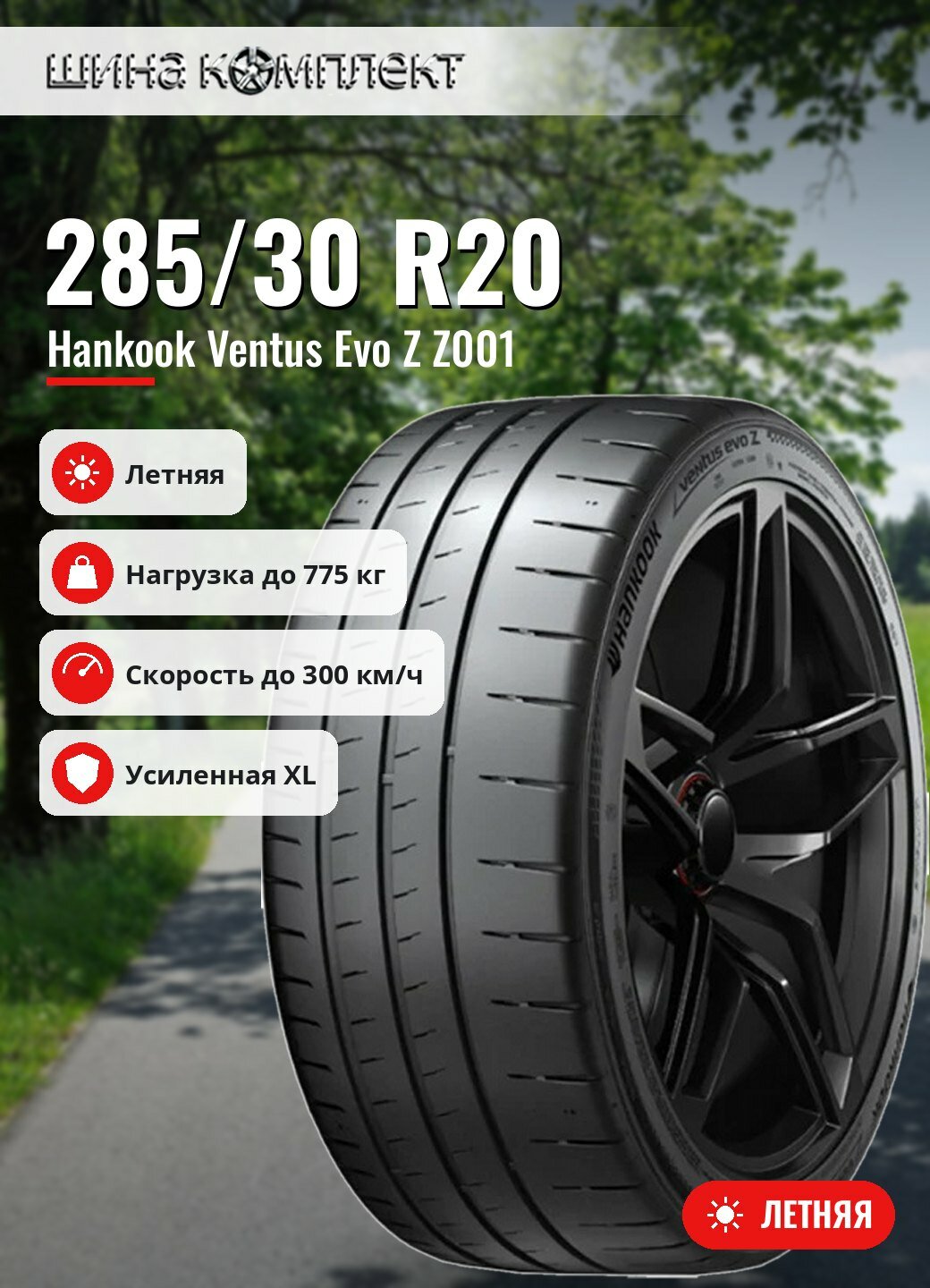 Автомобильная шина Hankook Ventus Evo Z Z001 285/30 R20 99Y XL летняя для легкового автомобиля