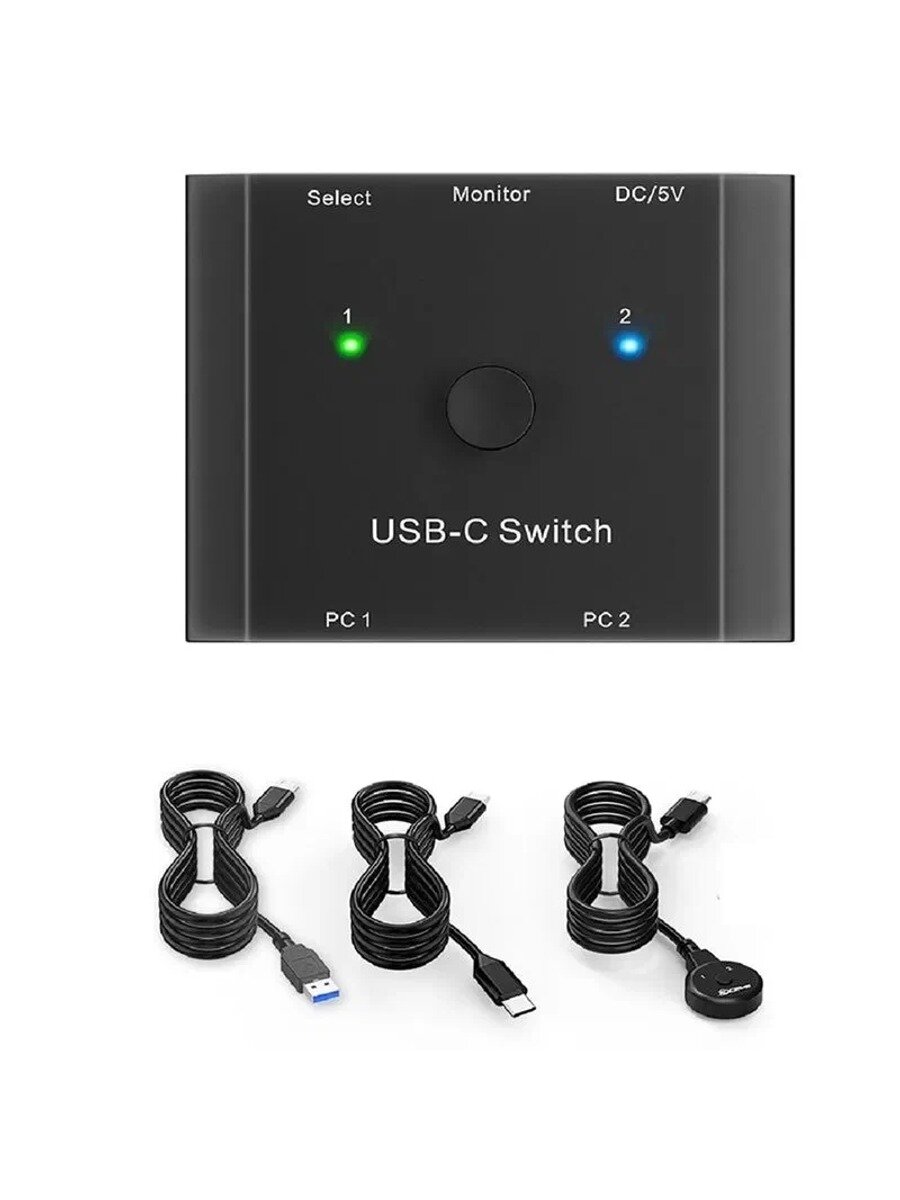 8K USB C KVM-Переключатель, Переключатель 2 В 1, Выход 8K@30Гц 4K@120Гц, PD 100 Вт, Передача Данных 10Гбит/С