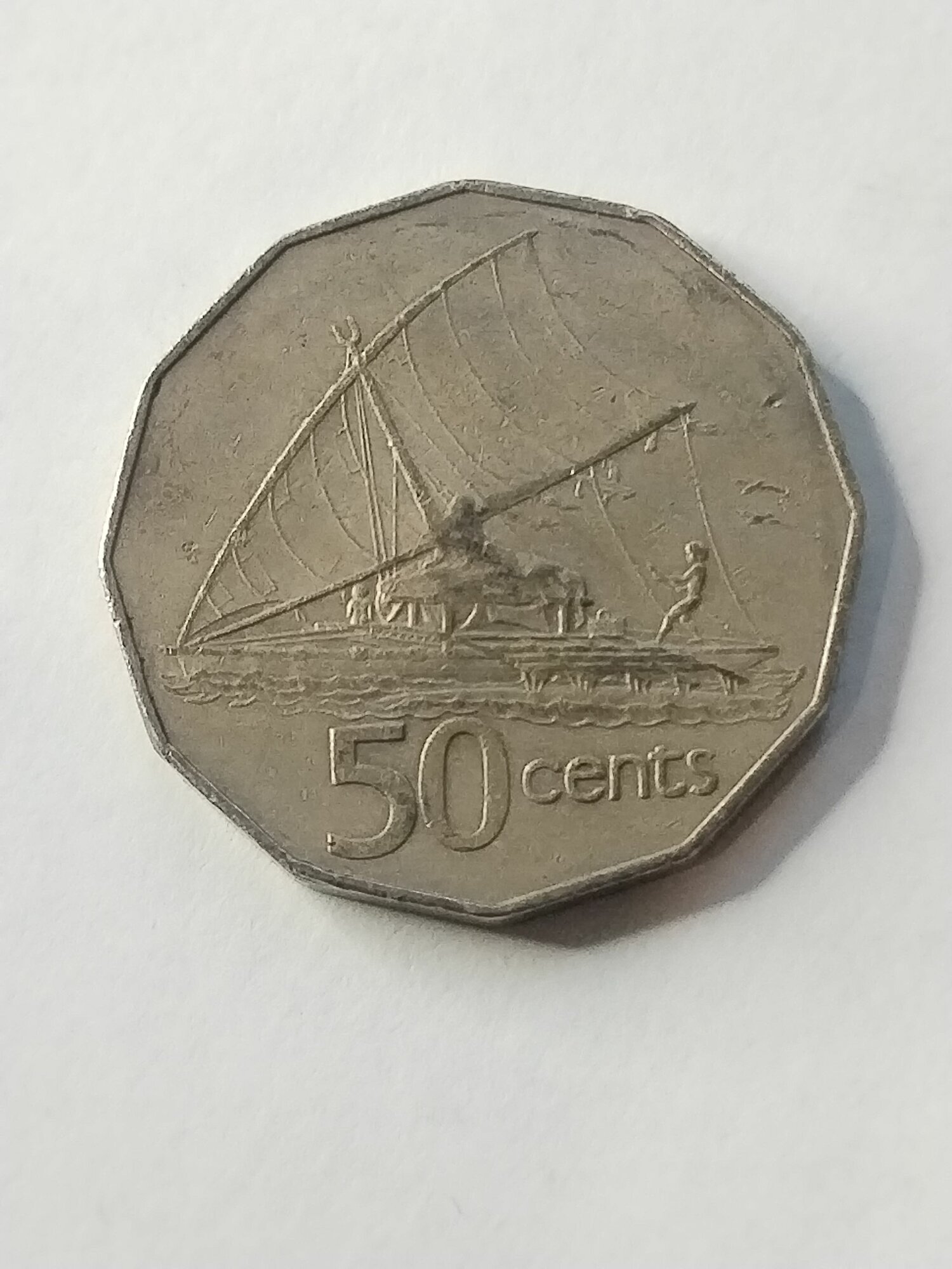 Фиджи, редкая монета 50 центов 1980. Корабль. Тираж 316.000шт. XF