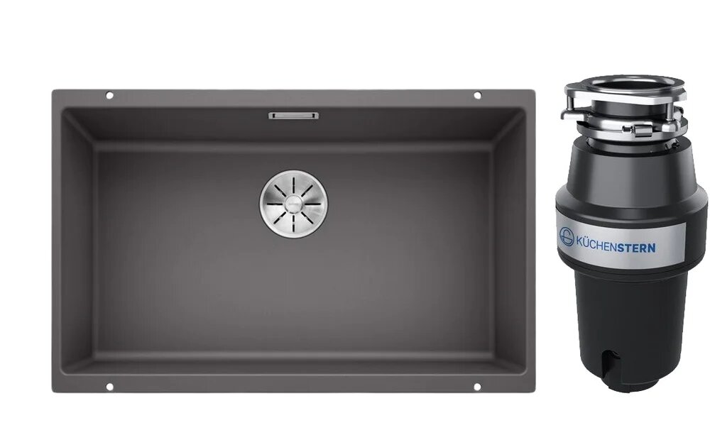 Комплект Мойка Blanco Subline 700-U 523443 73x46, темная скала, искусственный гранит / Измельчитель KUCHENSTERN Muhle 350MU35 механический, нержавеющая сталь