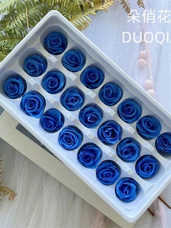 ROZASHOP Стабилизированные цветы Пионовидная роза 3 см 24 шт темно-синий