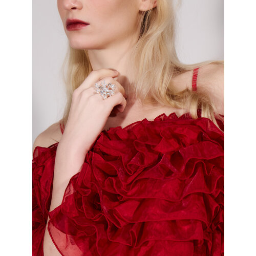 фото Кольцо zarina, кристалл, размер 17, серебро