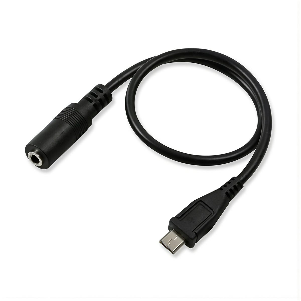 Аудиокабель длиной 0.3 метра MicroUSB на разъем 3.5 мм черный медная жила для передачи чистого звука