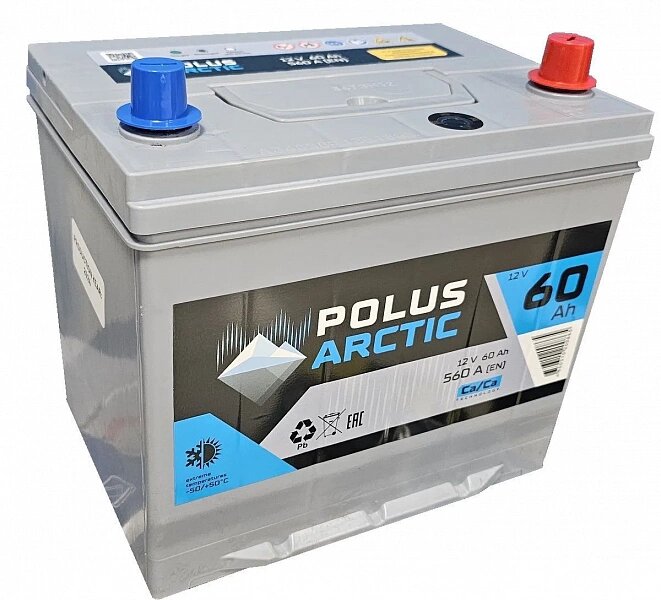 Аккумулятор автомобильный POLUS ARCTIC 6СТ-60.0 Ач 560А ОП (232х170х225) D23L 232x170x225