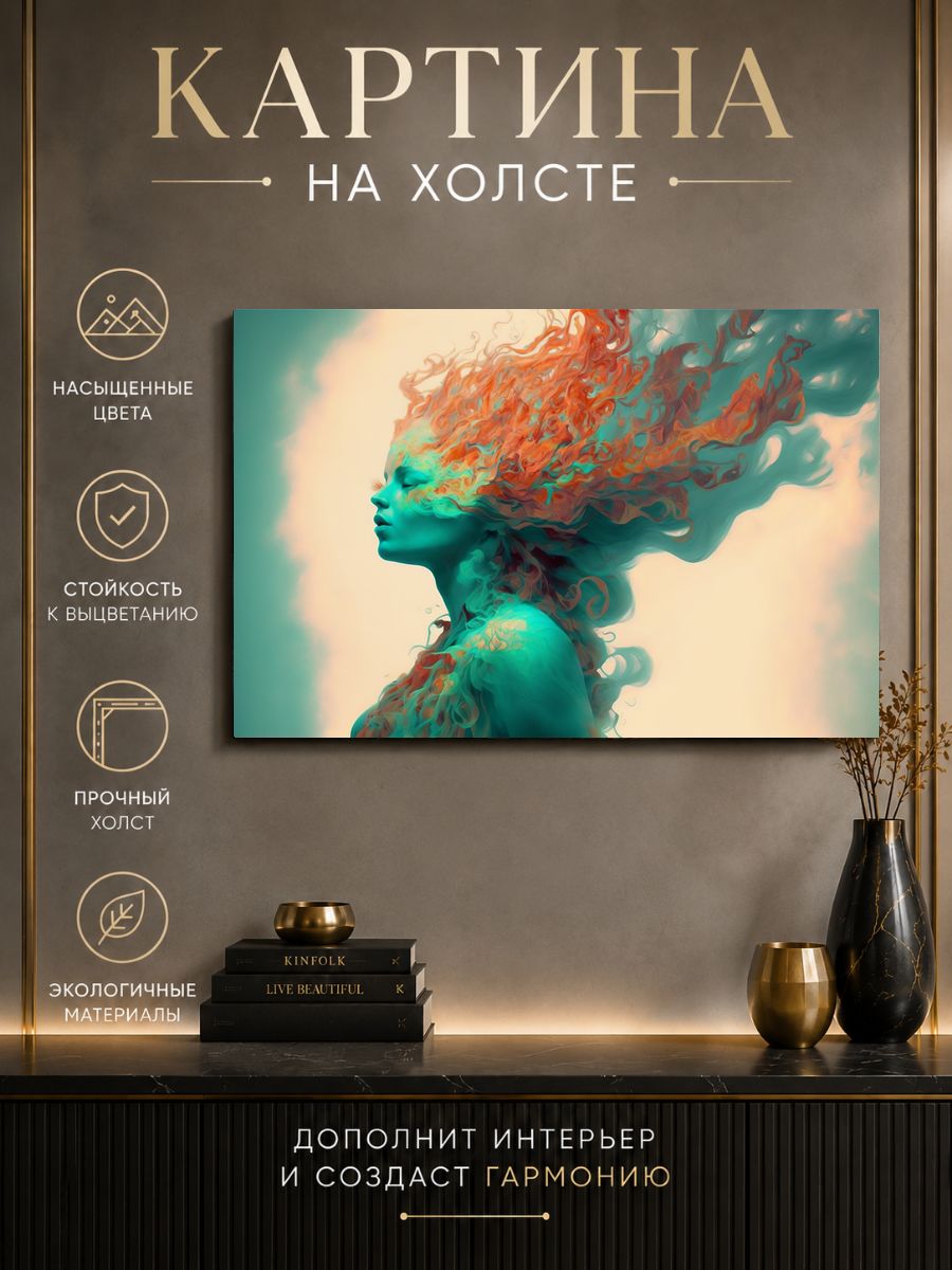 Картина на холсте Абстрактная женщина 80x60 см