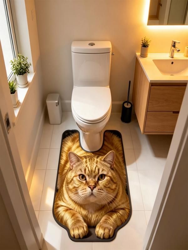 Коврик для туалета 50x60 см животные желтый