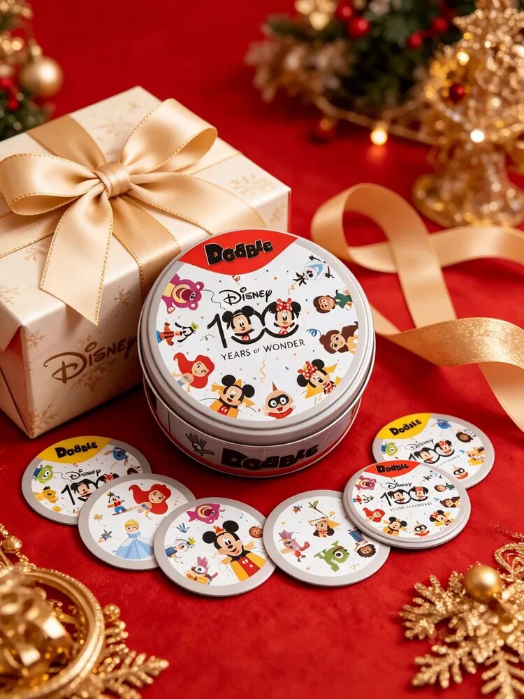 Настольная игра Dobble Disney 100 лет в жестяной коробке, подарок детям на День рождения, 1 Сентября, 11.11, Новый год и Рождество