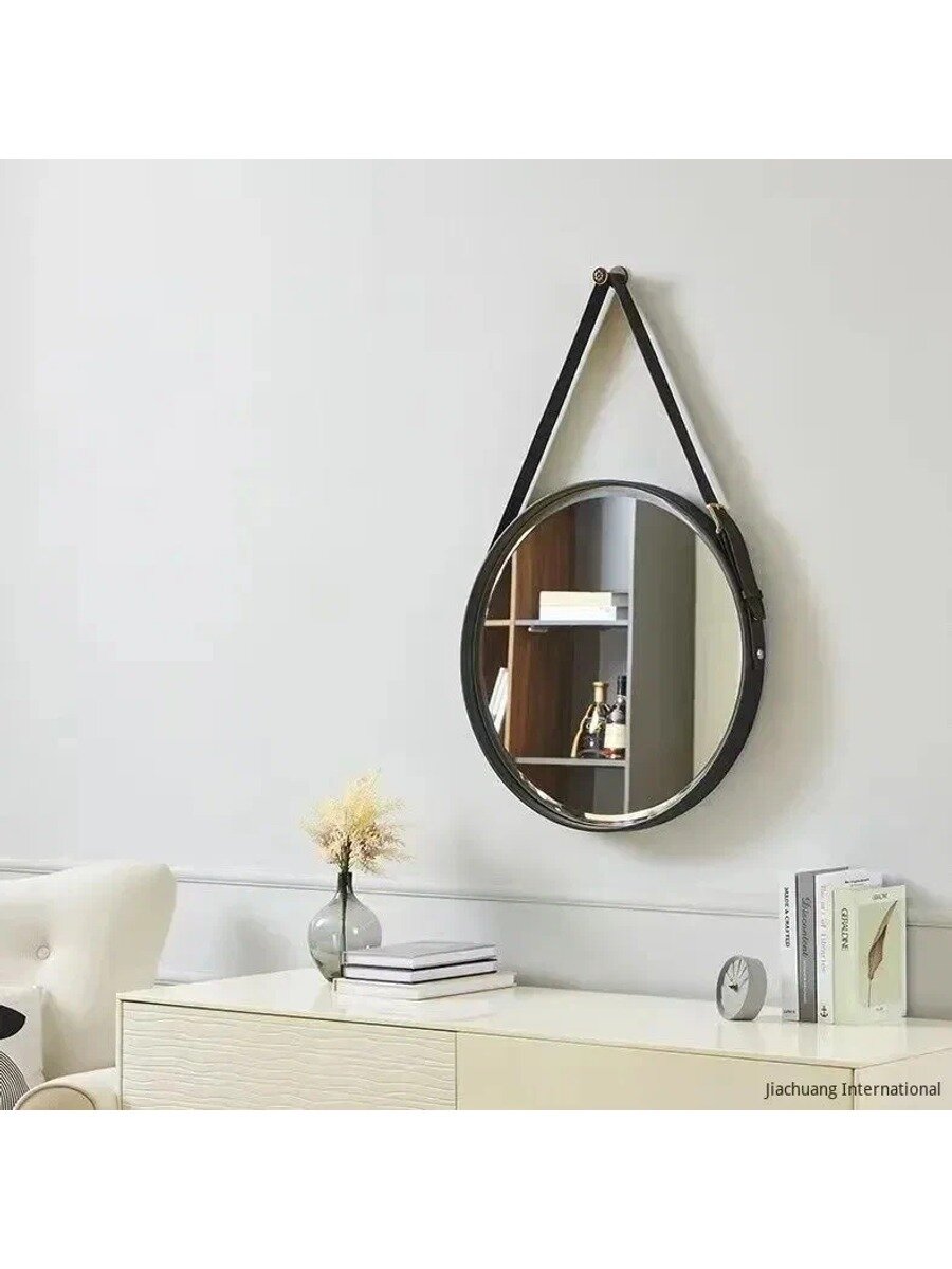 Зеркало карманное 60 см х 60 см, круглое, без рамы, черное, 1 шт